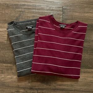 THEORY Amazing Set of Two Pinstripe Merino Wool Sweaters Sz M/L